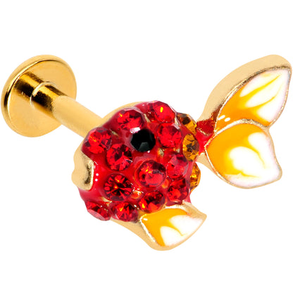 16G 1/4 Red Gem Gold Tone Blow Fish Labret Monroe Tragus