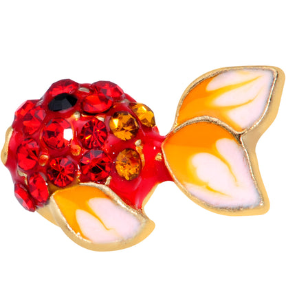 16G 1/4 Red Gem Gold Tone Blow Fish Labret Monroe Tragus