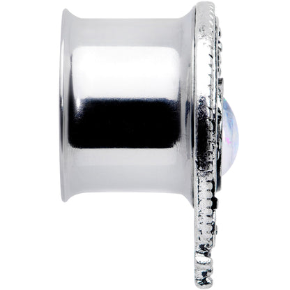 White Faux Opal Filigree Double Flare Plug Set