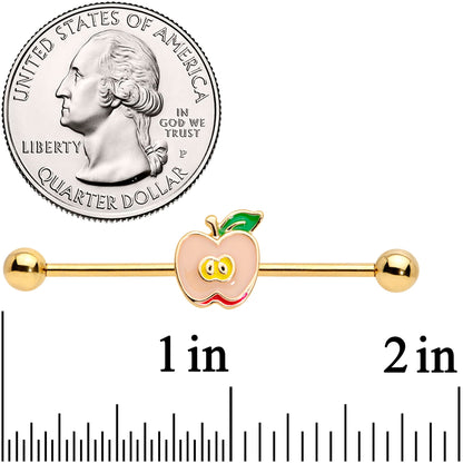 14G Gold Tone Sweet Apple Industrial Barbell 38mm