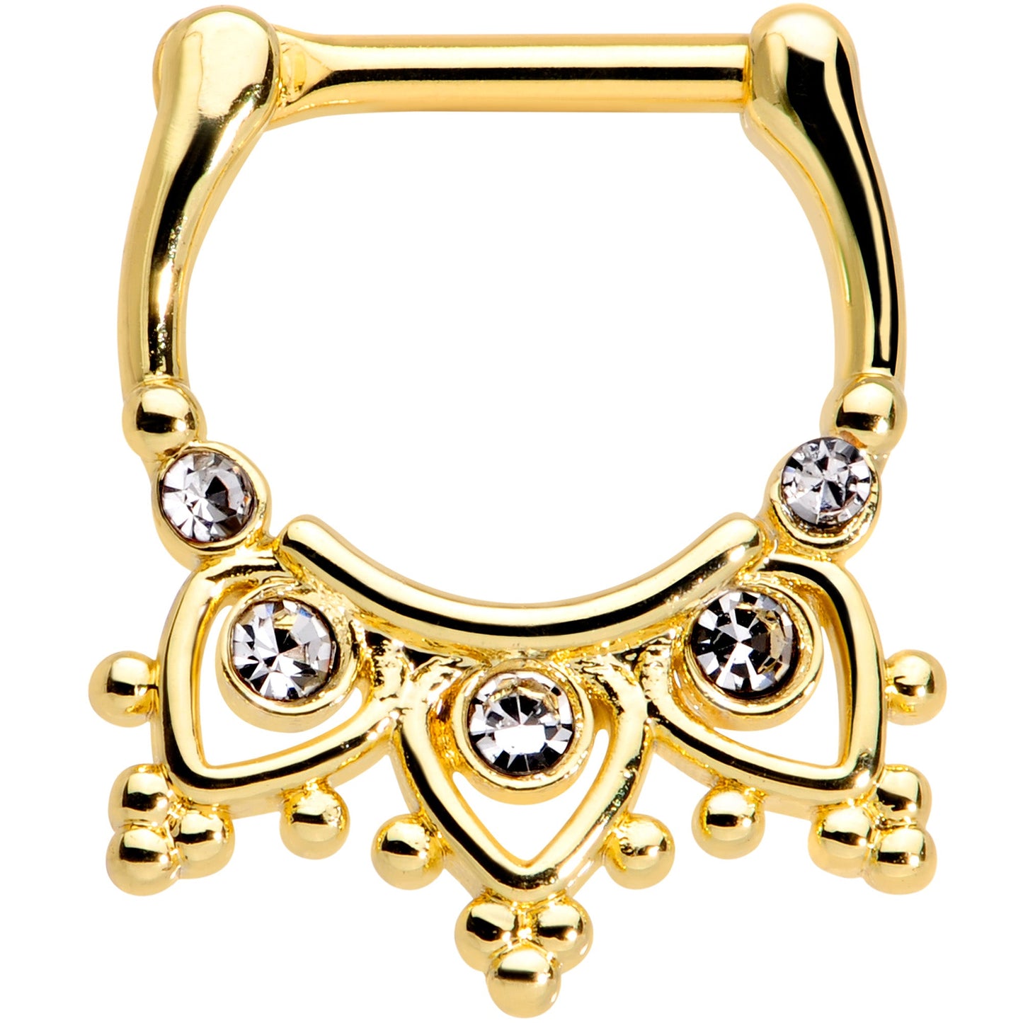 16G 3/8 Clear Gem Gold Tone Lacy Drama Cartilage Clicker