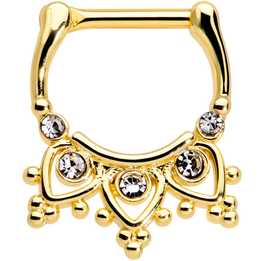 16G 3/8 Clear Gem Gold Tone Lacy Drama Cartilage Clicker