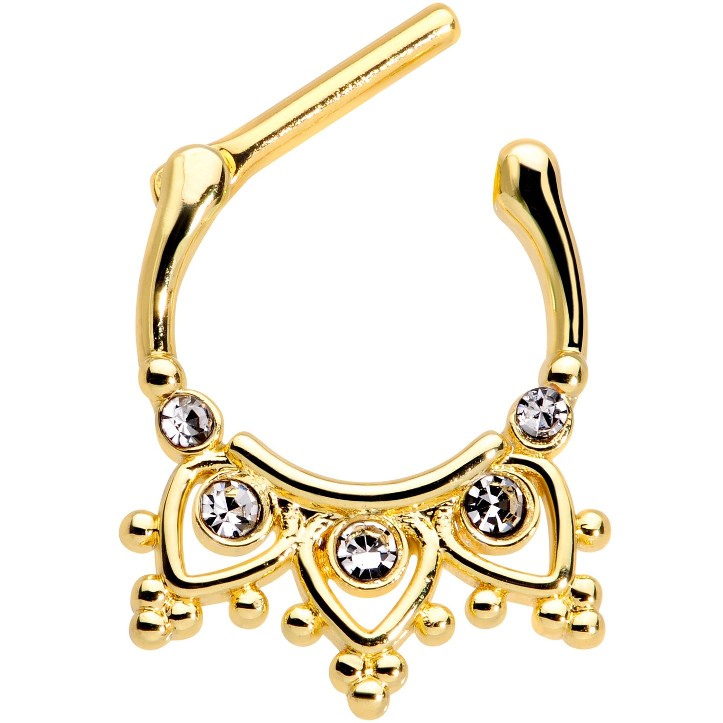 16G 3/8 Clear Gem Gold Tone Lacy Drama Cartilage Clicker