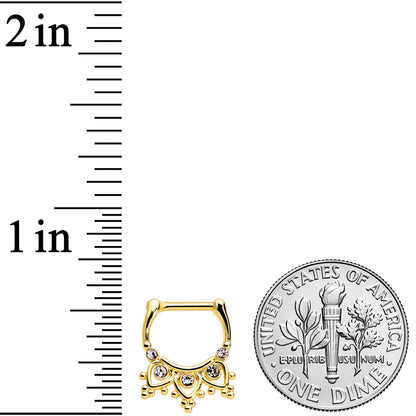 16G 3/8 Clear Gem Gold Tone Lacy Drama Cartilage Clicker
