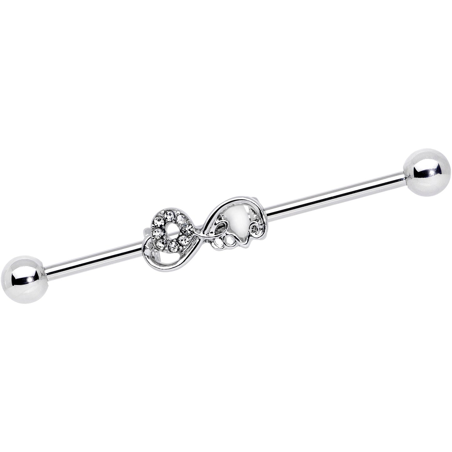14G Clear Gem Infinity Swirl Industrial Barbell 38mm