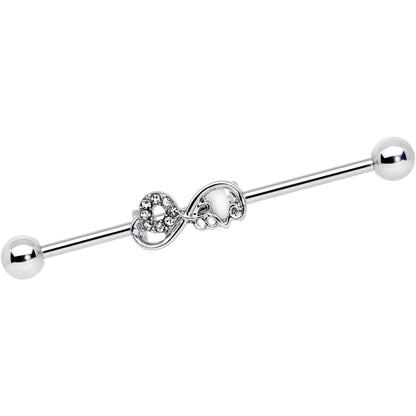 14G Clear Gem Infinity Swirl Industrial Barbell 38mm