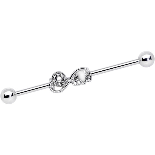 14G Clear Gem Infinity Swirl Industrial Barbell 38mm