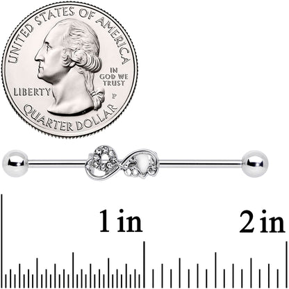 14G Clear Gem Infinity Swirl Industrial Barbell 38mm