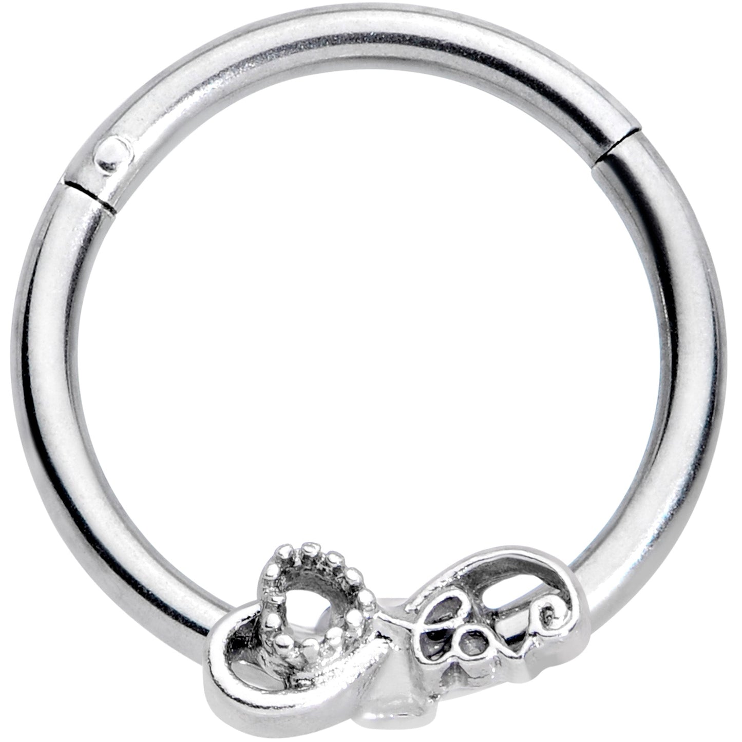16G 3/8 Infinity Heart Valentines Day Hinged Segment Ring