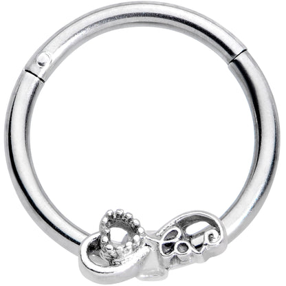 16G 3/8 Infinity Heart Valentines Day Hinged Segment Ring