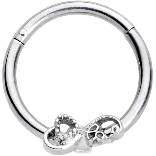 16G 3/8 Infinity Heart Valentines Day Hinged Segment Ring