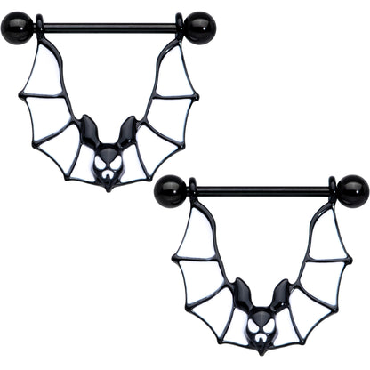 14G 3/4 Black Bats Halloween Nipple Shield Set