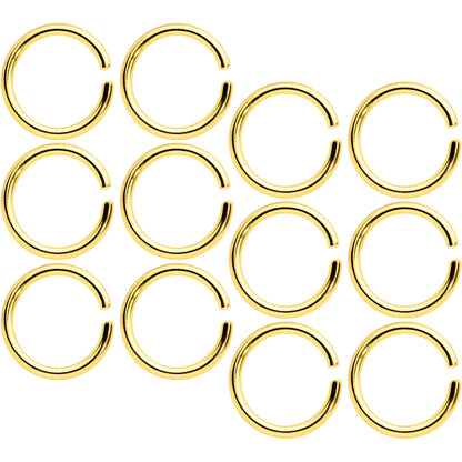 16G 5/16 Gold Tone Anodized Seamless Cartilage Ring Set of 12
