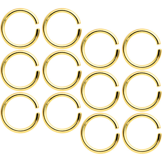 16G 5/16 Gold Tone Anodized Seamless Cartilage Ring Set of 12