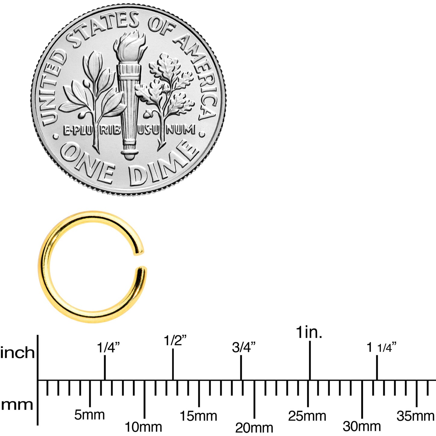 16G 5/16 Gold Tone Anodized Seamless Cartilage Ring Set of 12