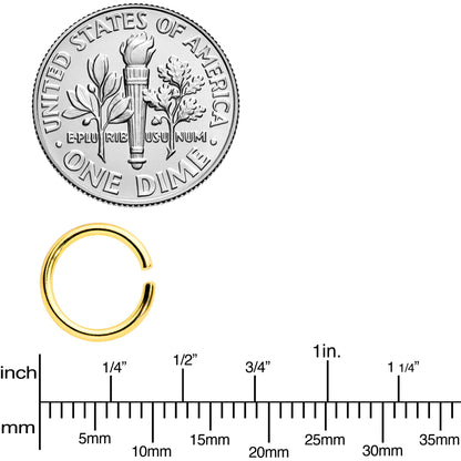 16G 5/16 Gold Tone Anodized Seamless Cartilage Ring Set of 12