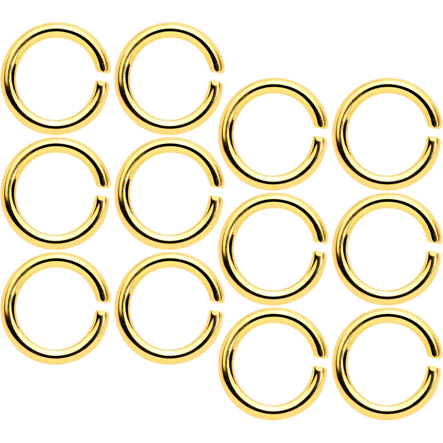 14G 5/16 Gold Tone Anodized Seamless Cartilage Ring Set of 12