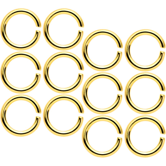14G 5/16 Gold Tone Anodized Seamless Cartilage Ring Set of 12