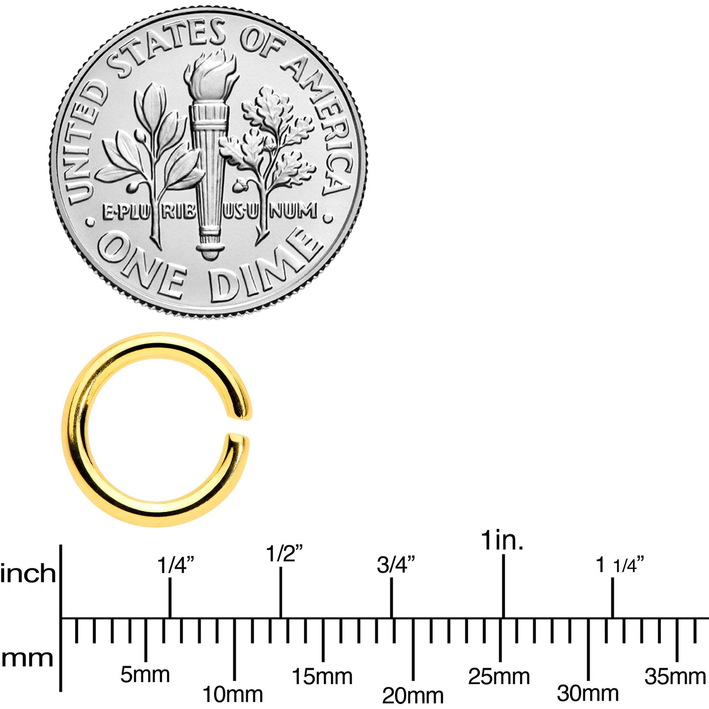 14G 5/16 Gold Tone Anodized Seamless Cartilage Ring Set of 12