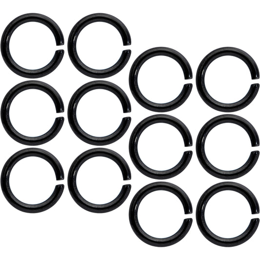 14G 5/16 Black Anodized Seamless Cartilage Ring Set of 12