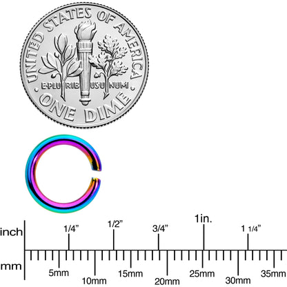 14G 5/16 Rainbow Anodized Seamless Cartilage Ring Set of 12