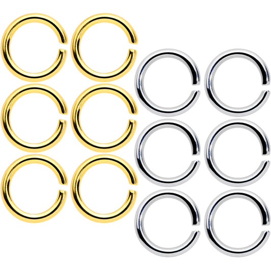 14G 5/16 Steel Gold Tone Seamless Cartilage Ring Set of 12