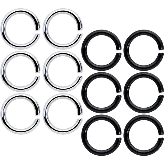 14G 5/16 Steel Black Anodized Seamless Cartilage Ring Set of 12