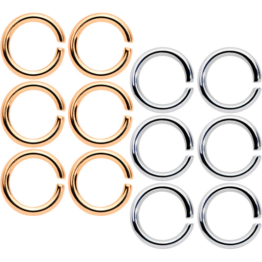 14G 5/16 Steel Rose Gold Tone Seamless Cartilage Ring Set of 12