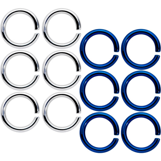 14G 5/16 Steel Blue Anodized Seamless Cartilage Ring Set of 12
