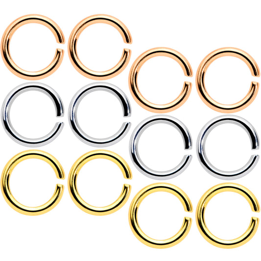 14G 5/16 Steel Mixed Gold Tone Seamless Cartilage Ring Set of 12