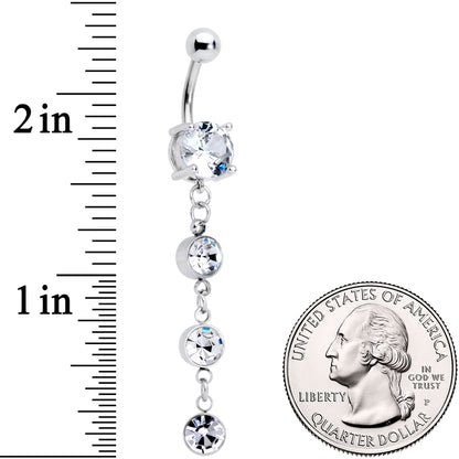 Clear CZ Gem Grade 23 Titanium Tiered Dangle Belly Ring