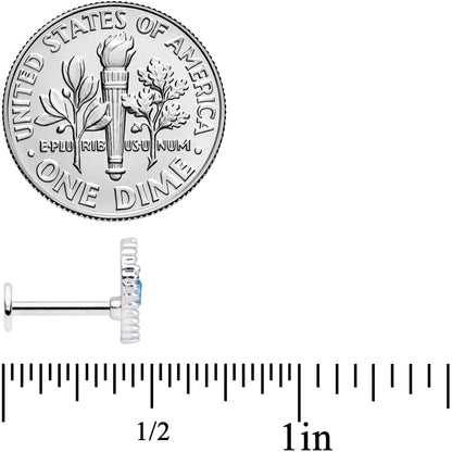 16G 5/16 Aqua Gem Alien Labret Monroe Tragus