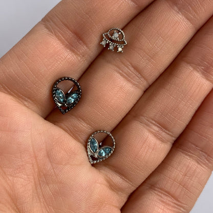 16G 5/16 Aqua Gem Alien Labret Monroe Tragus