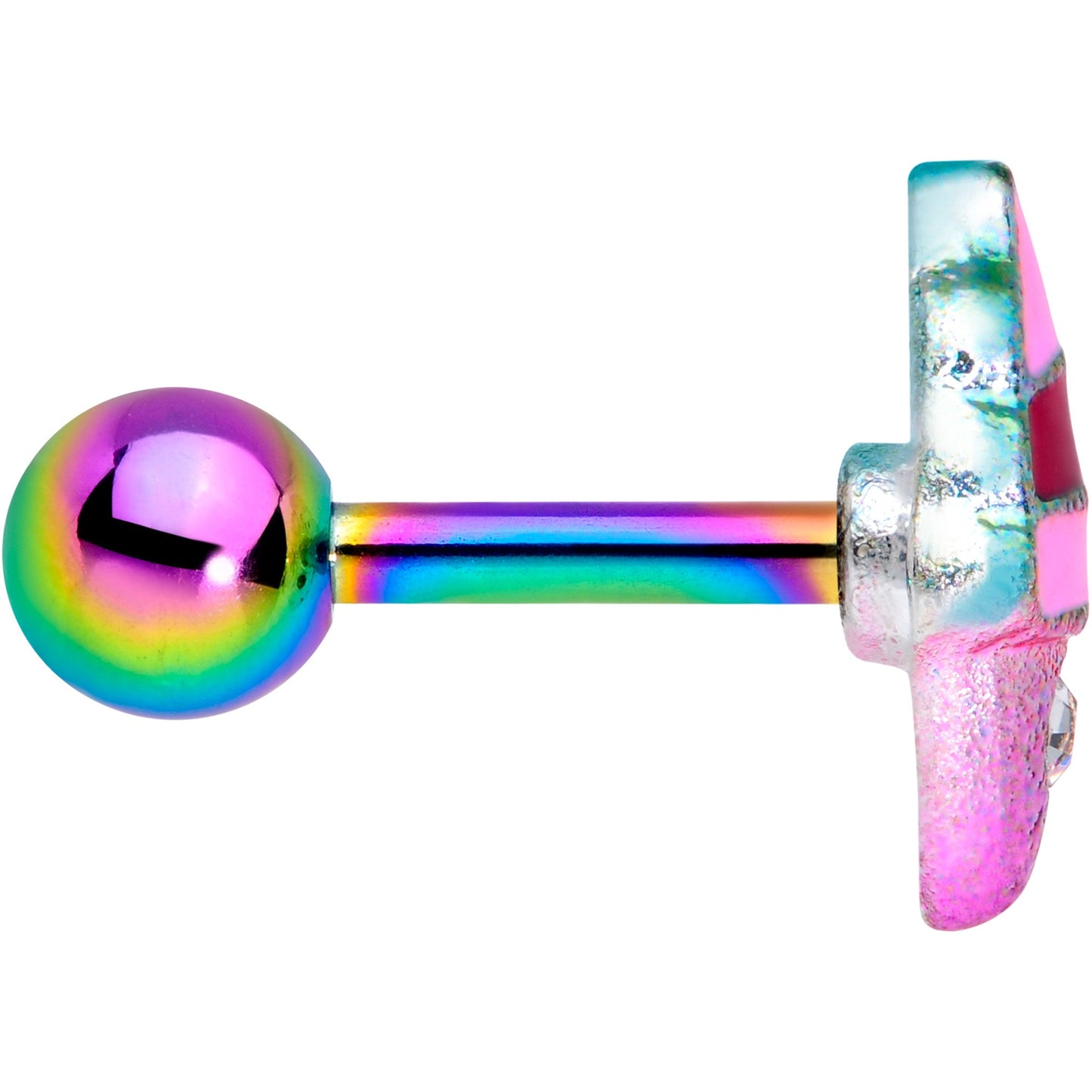 16G 1/4 Clear Gem Rainbow Ice Cream Cone Cartilage Tragus