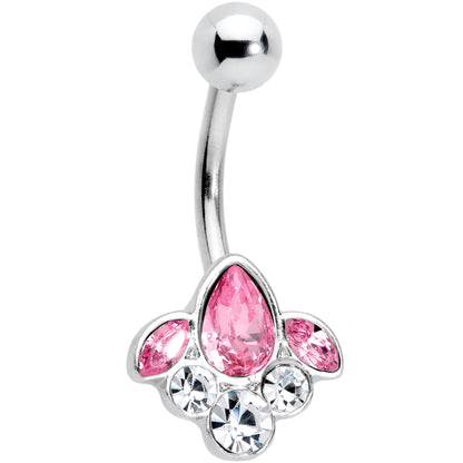 Clear Pink Gem Classic Cluster Belly Ring