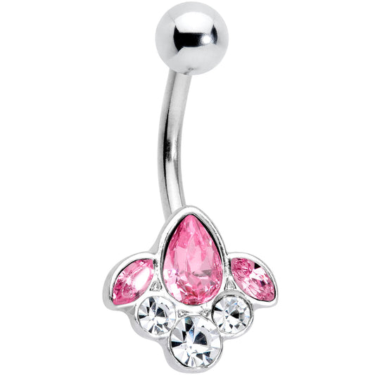 Clear Pink Gem Classic Cluster Belly Ring