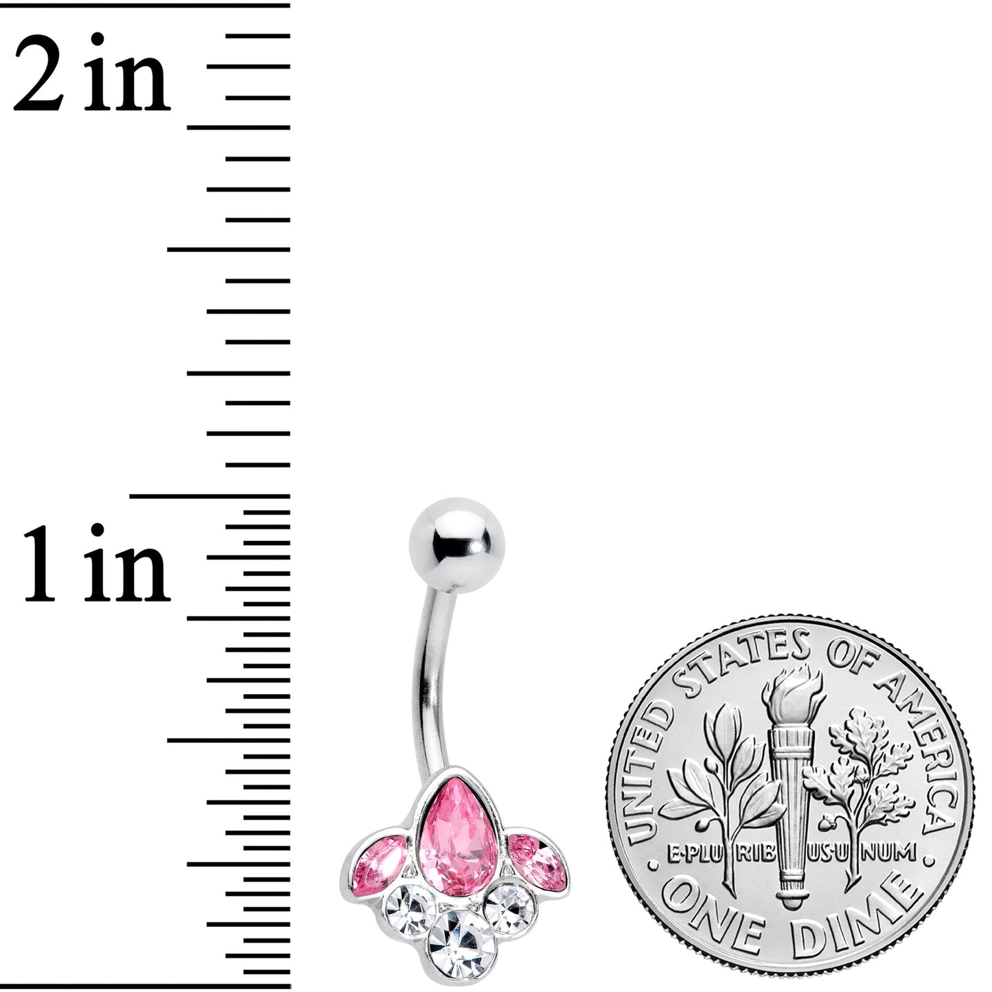 Clear Pink Gem Classic Cluster Belly Ring