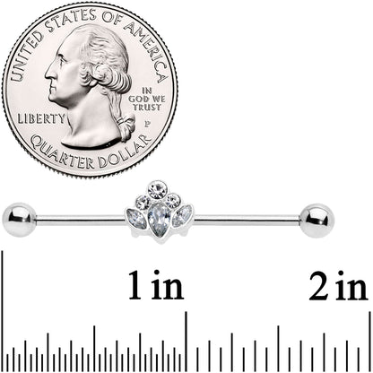 14G Clear Gem Classic Cluster Industrial Barbell 38mm