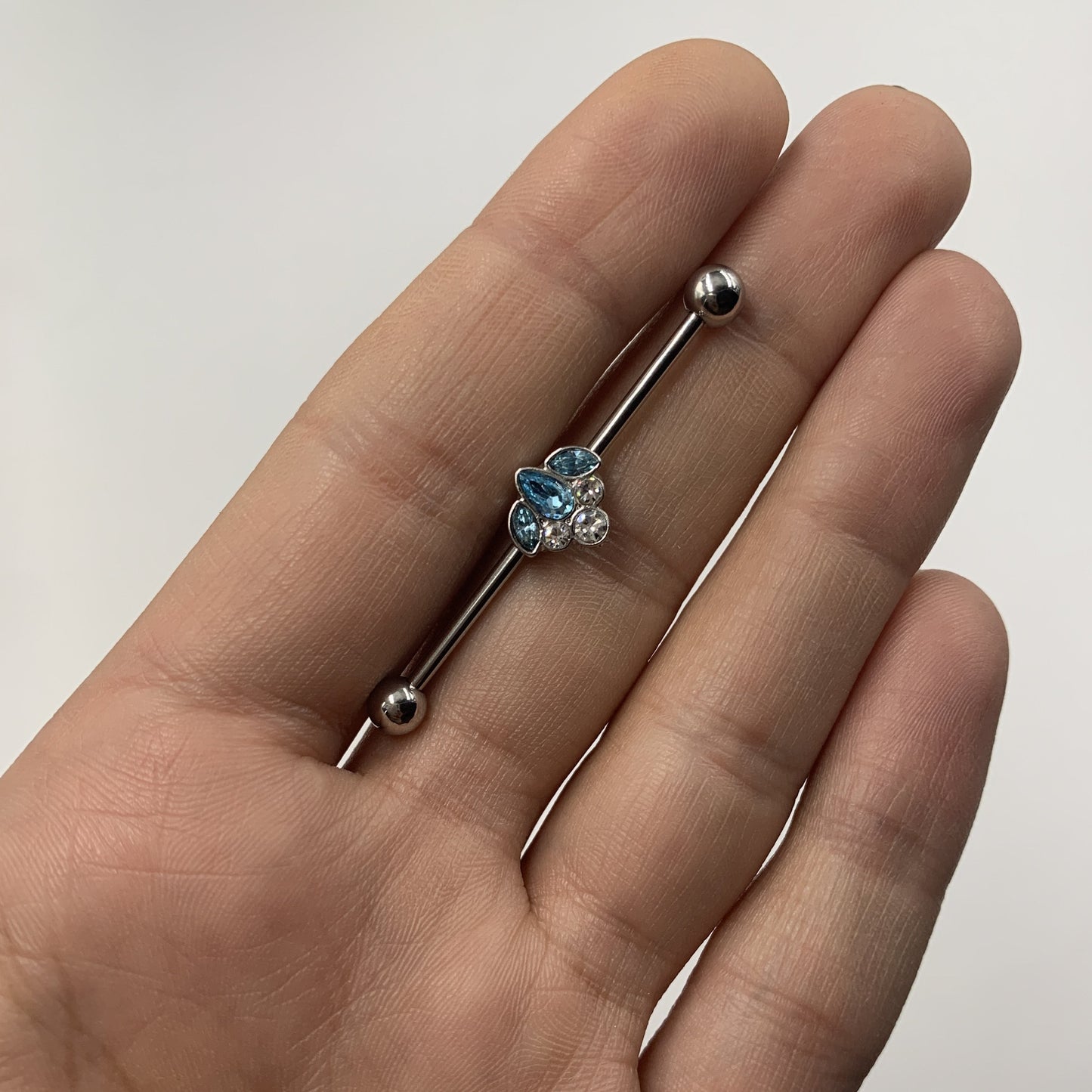 14G Aqua Clear Gem Classic Cluster Industrial Barbell 38mm