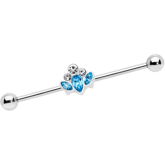 14G Aqua Clear Gem Classic Cluster Industrial Barbell 38mm