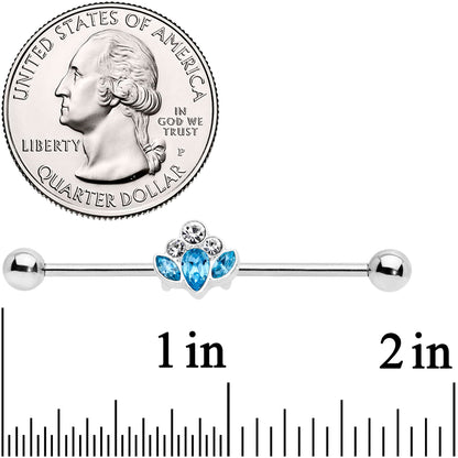 14G Aqua Clear Gem Classic Cluster Industrial Barbell 38mm