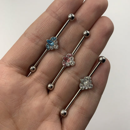 14G Clear Gem Classic Cluster Industrial Barbell 38mm