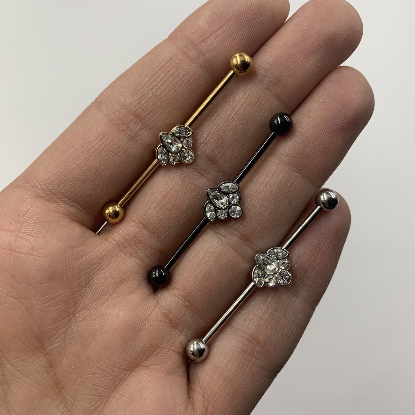 14G Clear Gem Classic Cluster Industrial Barbell 38mm