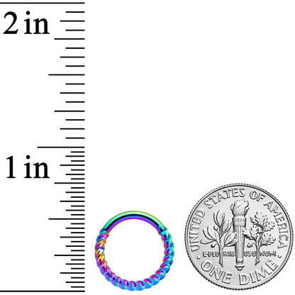 14G 3/8 Rainbow Twisted Elegance Cartilage Septum Clicker