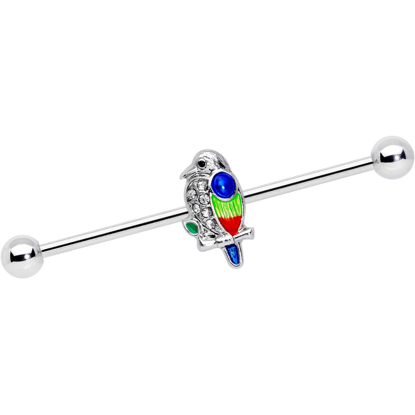 14G Clear Gem Tropical Parrot Bird Industrial Barbell 38mm