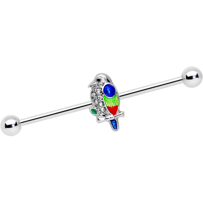 14G Clear Gem Tropical Parrot Bird Industrial Barbell 38mm