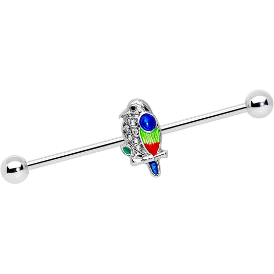 14G Clear Gem Tropical Parrot Bird Industrial Barbell 38mm