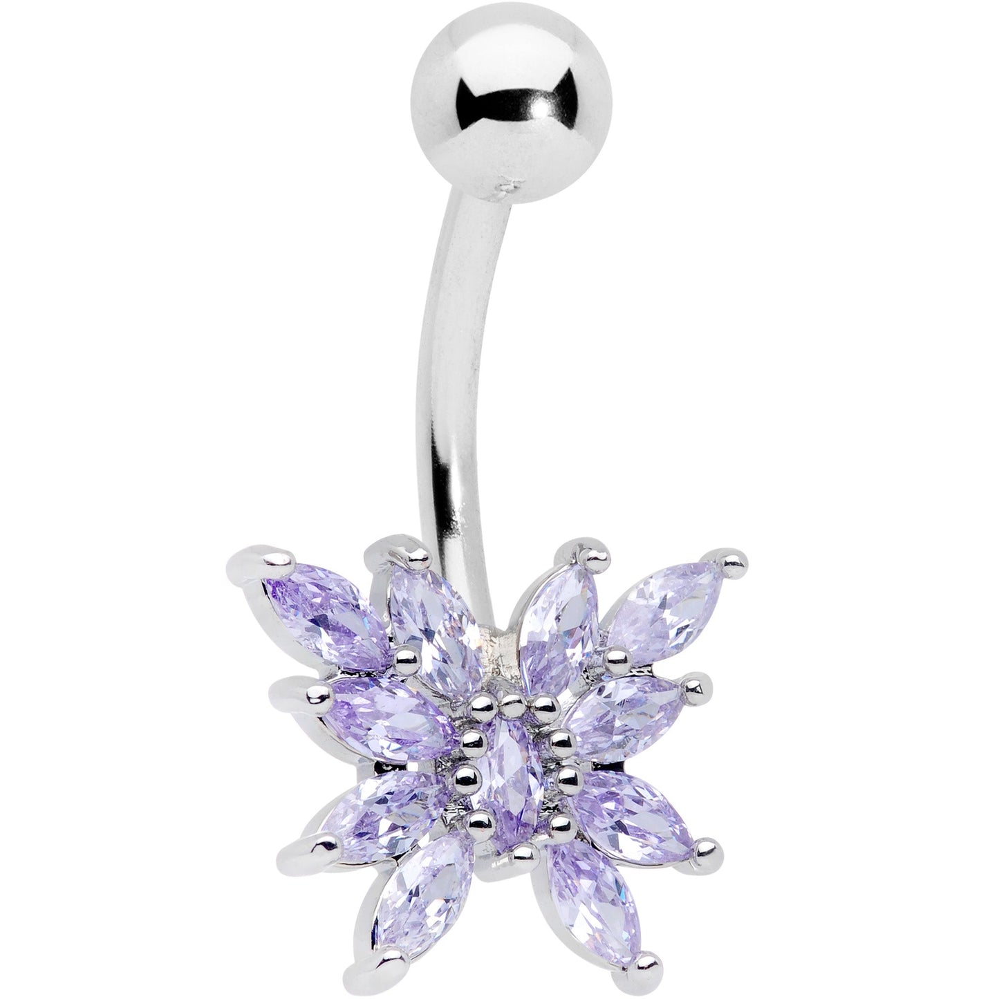 Purple CZ Gem Stylized Butterfly Belly Ring