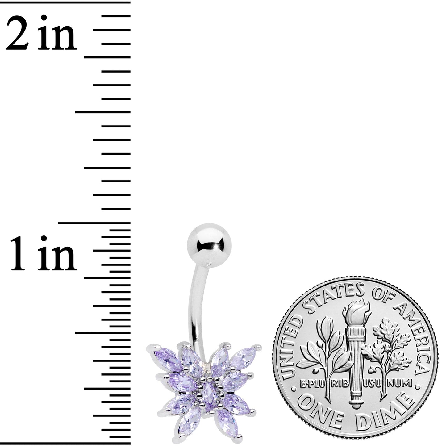 Purple CZ Gem Stylized Butterfly Belly Ring