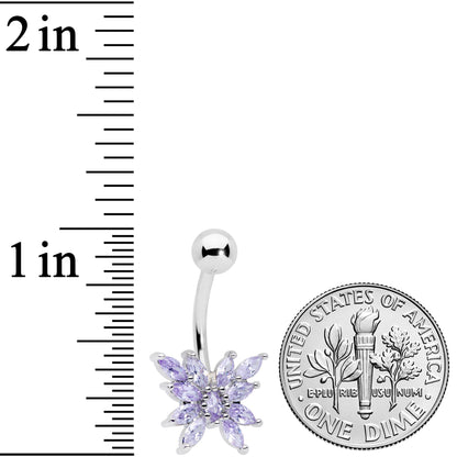 Purple CZ Gem Stylized Butterfly Belly Ring